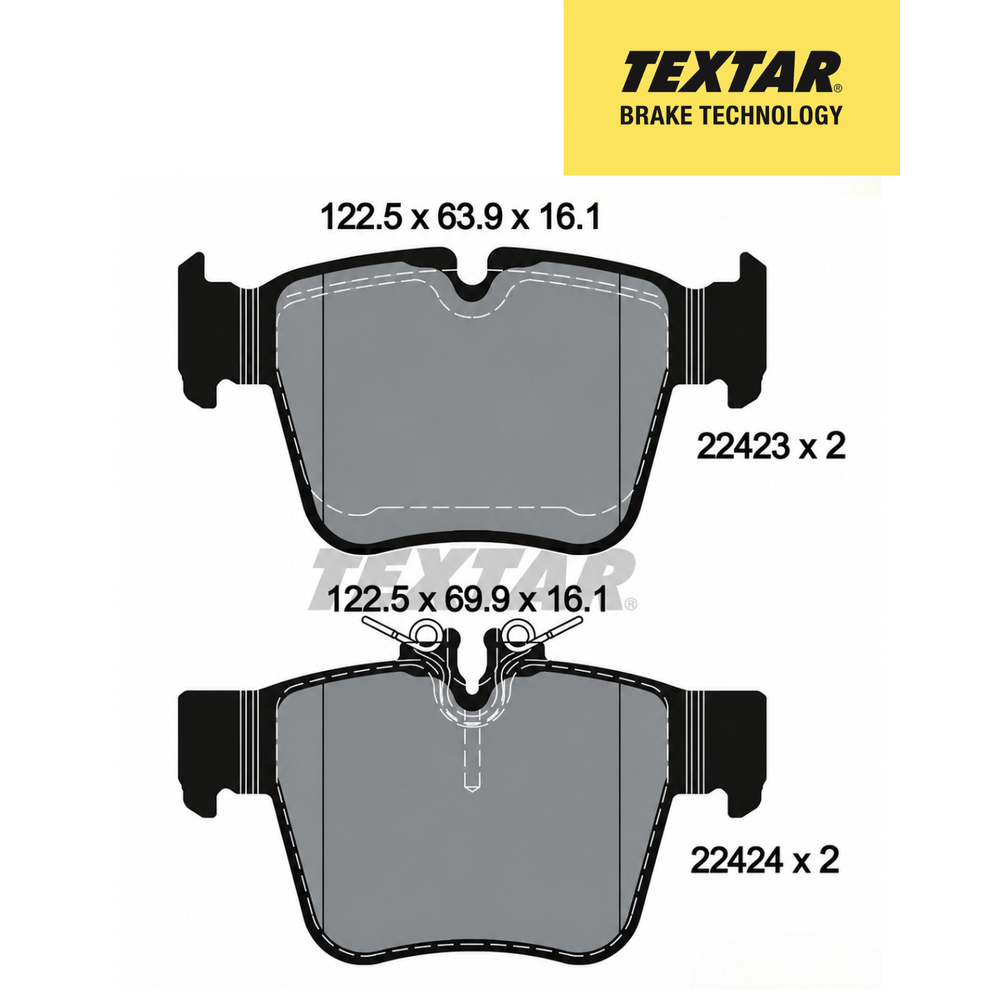 Textar Germany Rear Brake Pads Set of 4 for Mercedes-Benz GLC X253 – Textar 2242301 – OEM A0004208703 / A0004208300 / A0004207803 / A0004205900