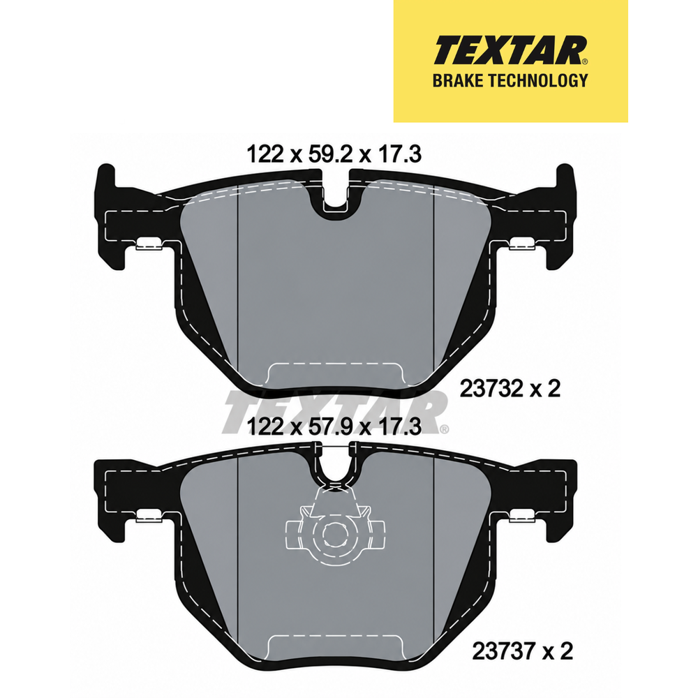 Textar Germany Rear Brake Pads Set of 4 for BMW X5 F15 – Textar 2373201 – OEM 34212339290 / 34212339279 / 34212339278 / 34212339277
