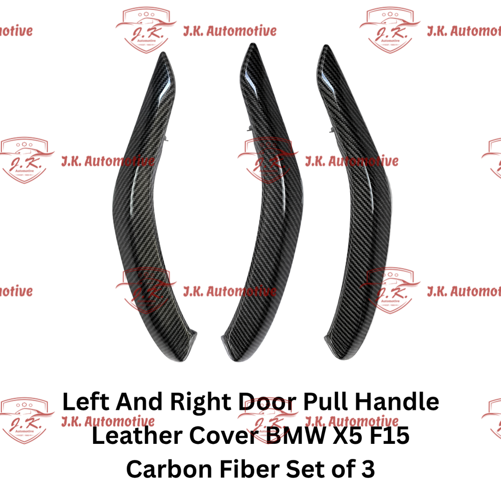 Left And Right Door Pull Handle Leather Cover BMW X5 F15 Carbon Fiber Set of 3 (2013–2018)