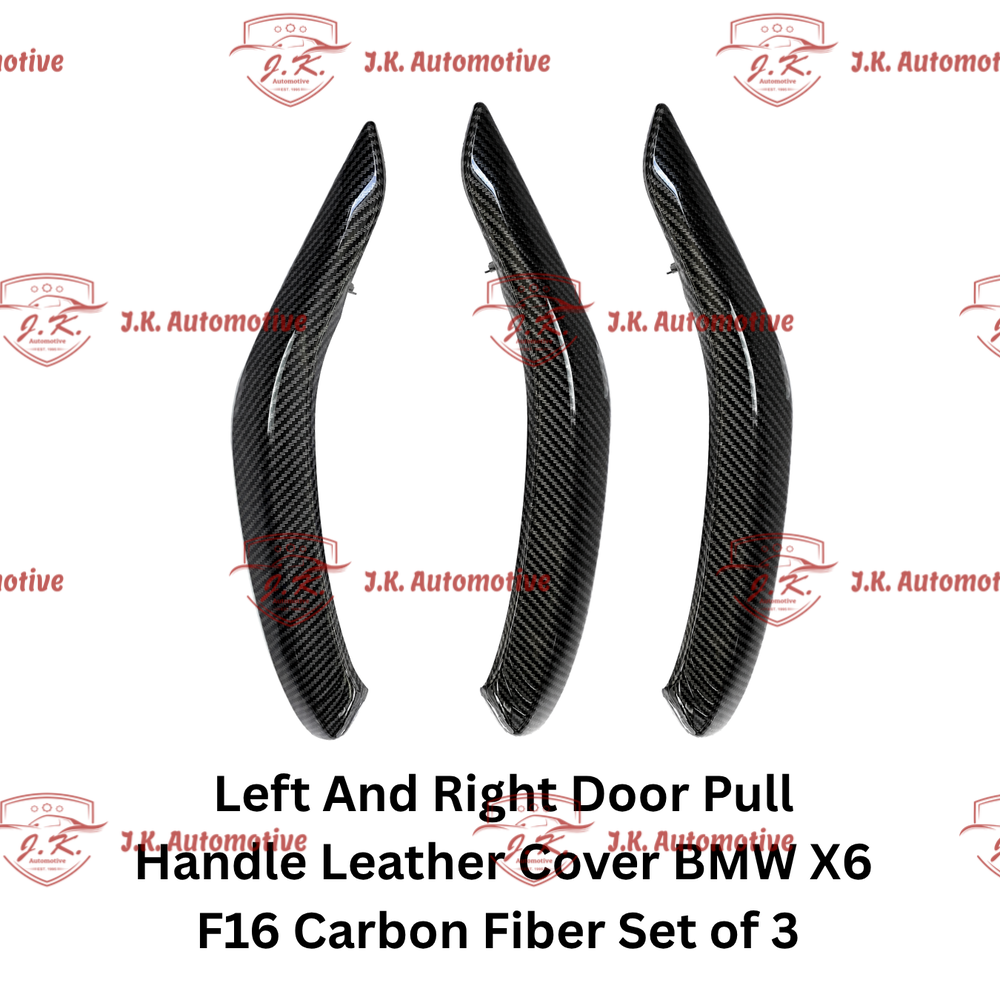 Left And Right Door Pull Handle Leather Cover BMW X6 F16 Carbon Fiber Set of 3 (2015–2019)