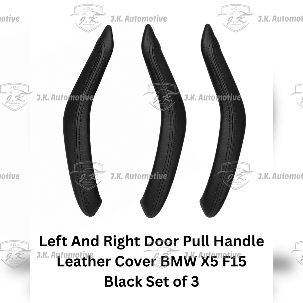 Left And Right Door Pull Handle Leather Cover BMW X5 F15 Black Set of 3 (2013–2018)