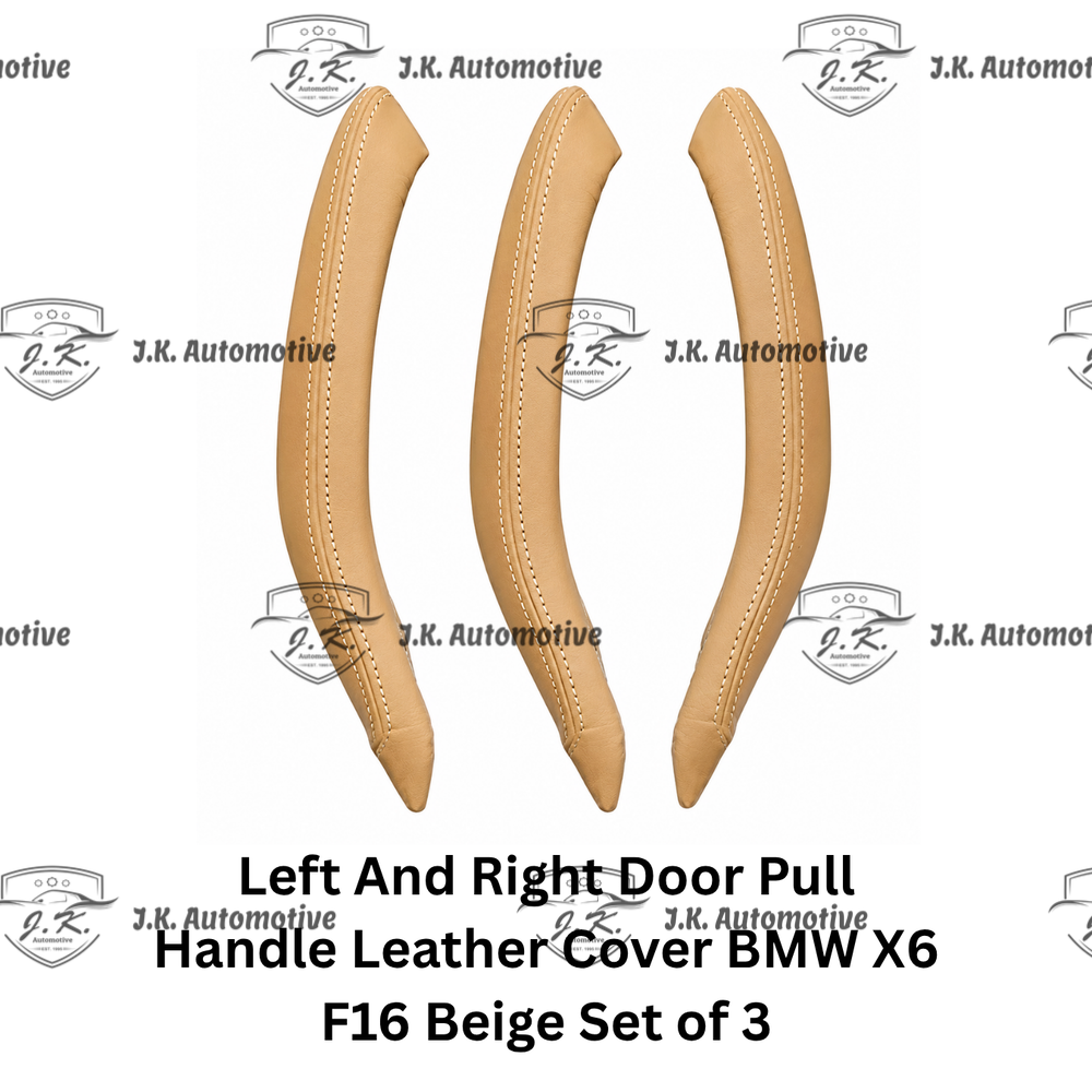 Left And Right Door Pull Handle Leather Cover BMW X6 F16 Beige Set of 3 (2015–2019)