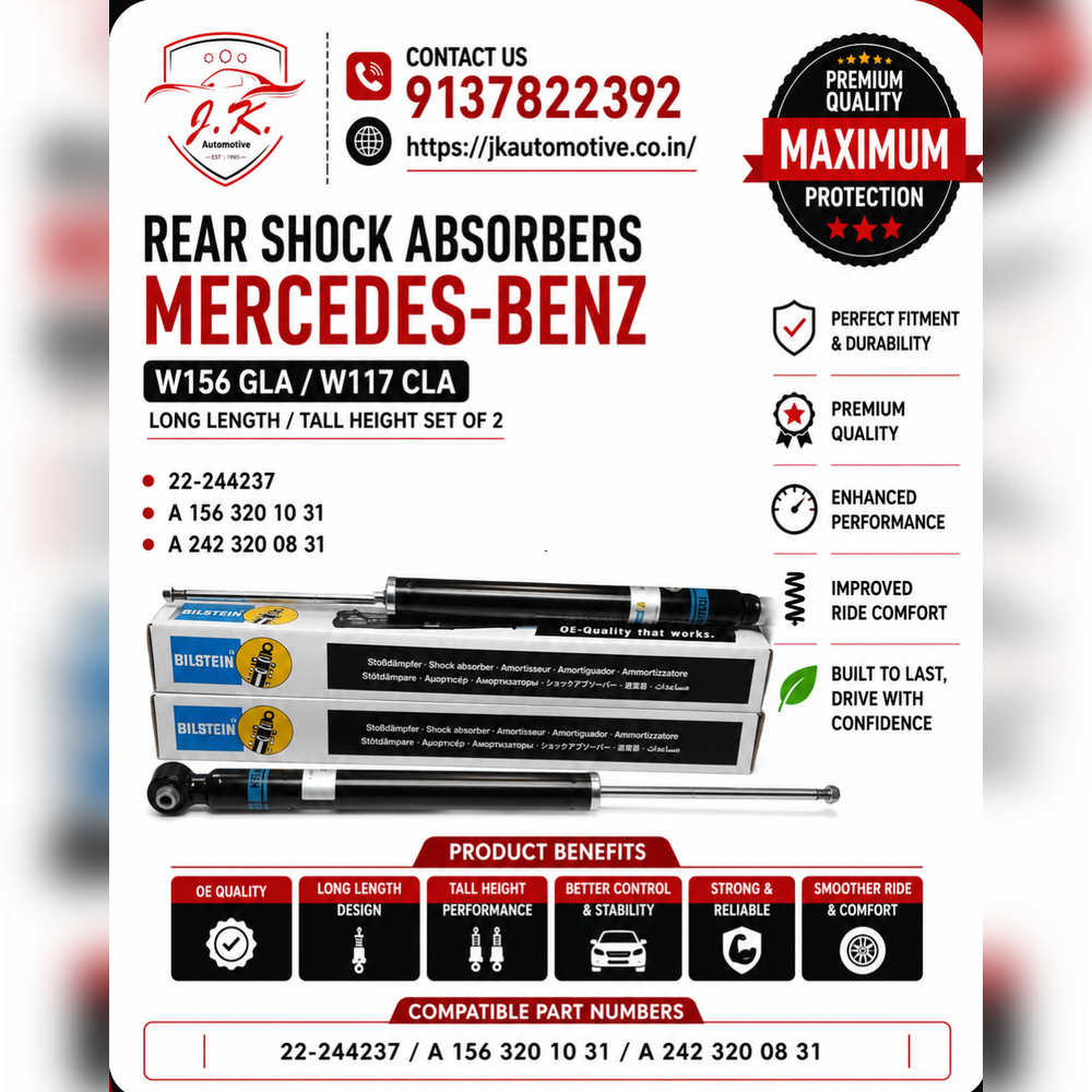 Bilstein B4 Rear Shock Absorbers Mercedes-Benz W156 GLA Long Length / Tall Height Set of 2 24-244237 / A1563201031 / A2423200831