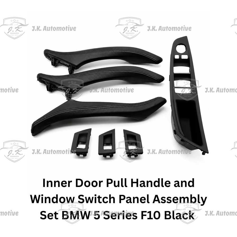 Inner Door Pull Handle and Window Switch Panel Assembly Set BMW 5 Series F10 Black (2010 – 2017)