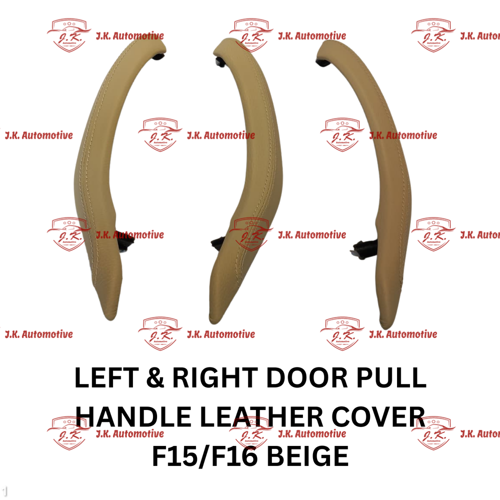 Left And Right Door Pull Handle Leather Cover BMW X6 F16 Beige Set of 3