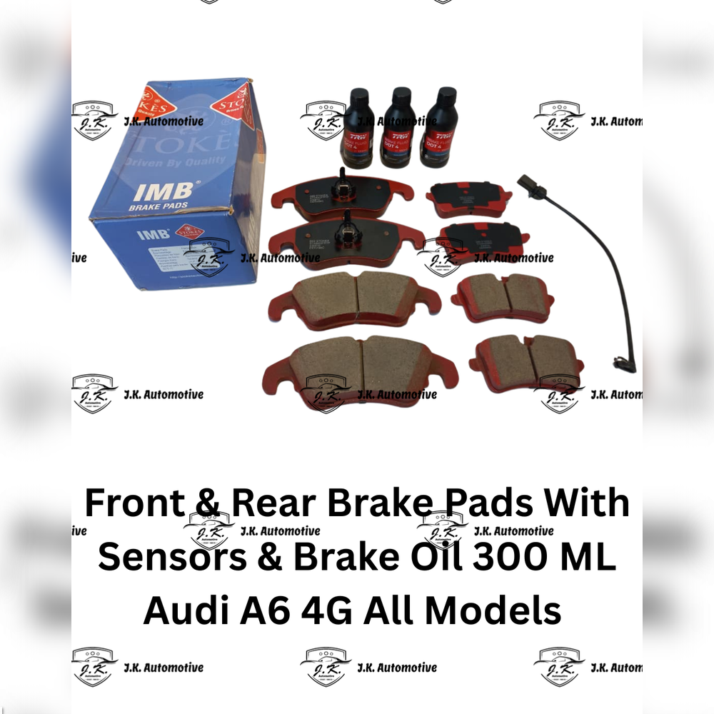 Front And Rear Brake Pads With Sensors And FREE Brake Oil 300 ML Audi A6 4G All Models - 4GD698451 / 4G0698451H / 4H0698451K / 2521401 / 4GD698151 / 8K0698151E / 2474301