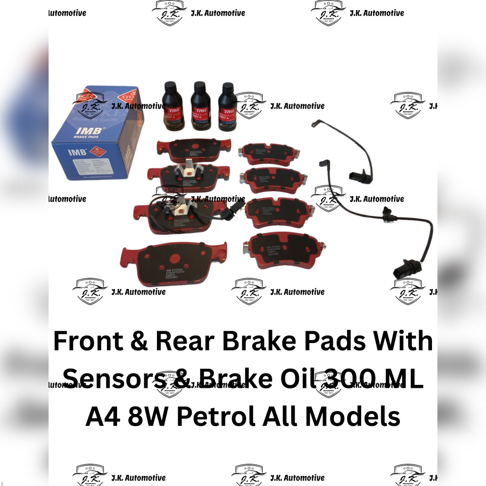 Front And Rear Brake Pads With Sensors And FREE Brake Oil 300 ML Audi A4 8W Petrol All Models - 8W0698451BF / 8W0698451G / 2230801 / 8W0698151BG / 2238301
