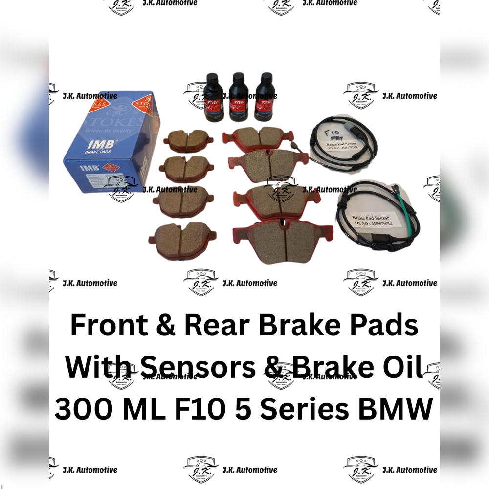 Front And Rear Brake Pads With Sensors And FREE Brake Oil 300 ML F10 520D 5 Series BMW - 34206877648 / 34206879857 / 34216788284 / 2456101 / 34112449269 / 34116856591 / 34116775310 / 34116858047 / 2469701 - Image 2