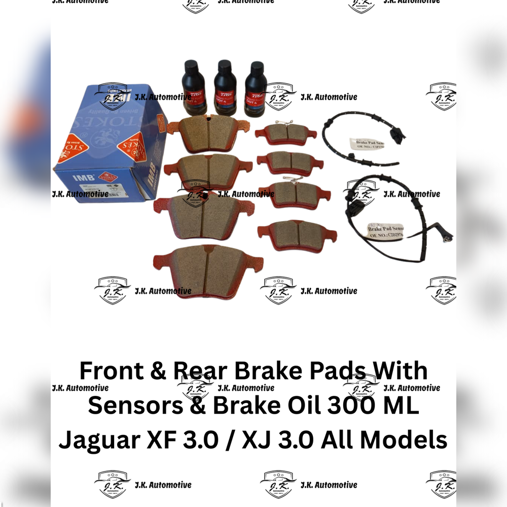 Front And Rear Brake Pads With Sensors And FREE Brake Oil 300 ML Jaguar XJ 3.0 All Models - C2C27271 / C2Z22083 / 2413701 / C2C27291 / C2D60654 / C2Z32076 / 2407903 - Image 2
