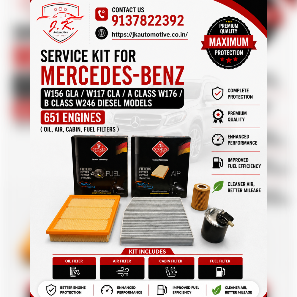 Mercedes-Benz CLA220 CDI W117 OM651 Diesel Service Kit Oil Air Cabin Fuel Filters A6511800109 A6510940204 A2468300018 A6420903152 (2013-2019)