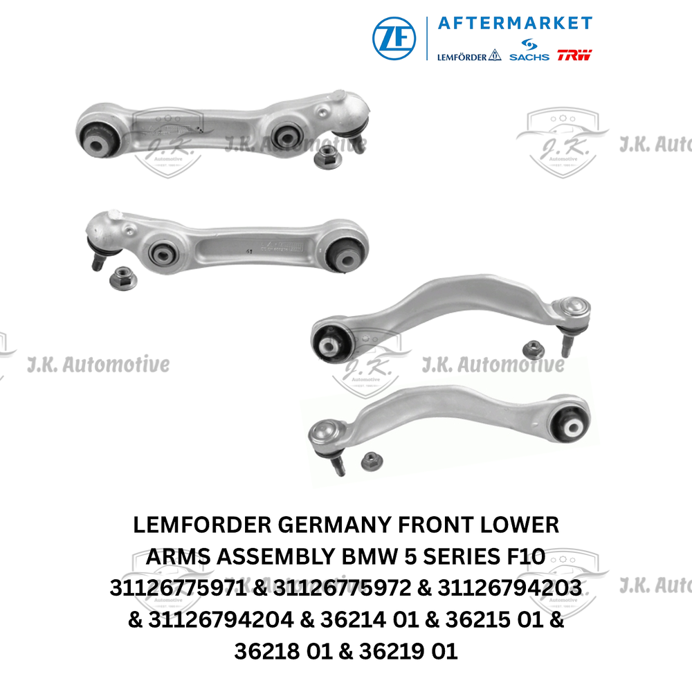 Lemförder Germany Front Lower Arms Assembly for BMW 5 Series F10 – Lemförder 36214 01 / 36215 01 / 36218 01 / 36219 01 – OEM 31126775971 / 31126775972 / 31126794203 / 31126794204