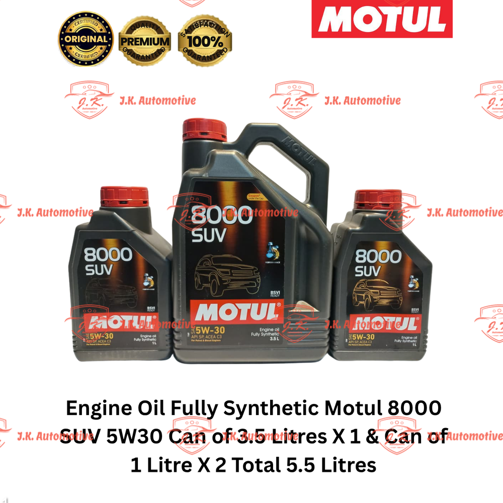 Engine Oil Fully Synthetic Motul 8000 SUV 5W30 Can of 3.5 Litres X 1 And Can of 1 Litre X 2 Total 5.5 Litres