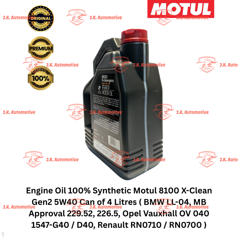 Engine Oil 100% Synthetic Motul 8100 X-Clean Gen2 5W40 Can of 4 Litres ( BMW LL-04, MB Approval 229.52, 226.5, Opel Vauxhall OV 040 1547-G40 / D40, Renault RN0710 / RN0700 ) - Image 3