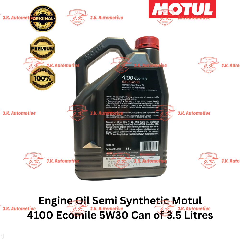 Engine Oil Semi Synthetic Motul 4100 Ecomile 5W30 Can of 3.5 Litres - Image 2
