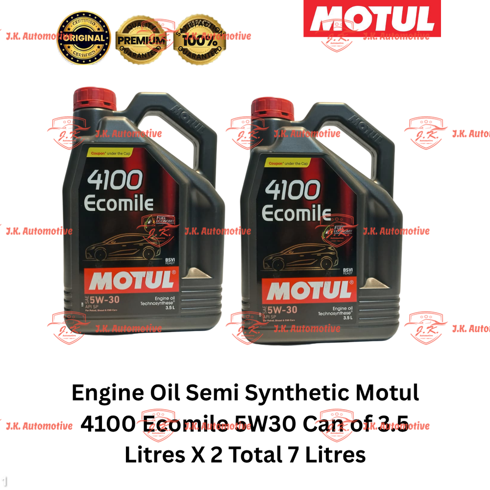 Engine Oil Semi Synthetic Motul 4100 Ecomile 5W30 Can of 3.5 Litres X 2 Total 7 Litres