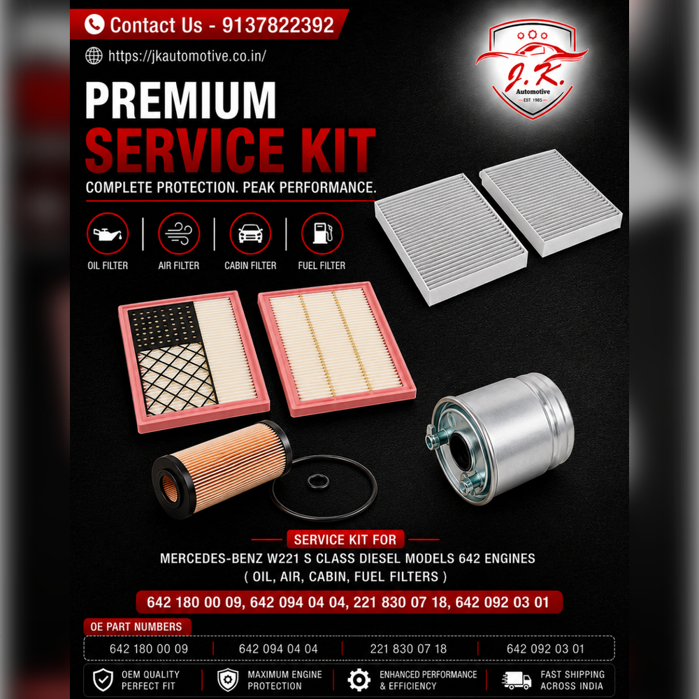 Mercedes-Benz S320 CDI W221 OM642 Diesel Service Kit Oil Air Cabin Fuel Filters A6421800009 A6420940204 A6420940304 A2218300018 A6420901852 (2005-2013)