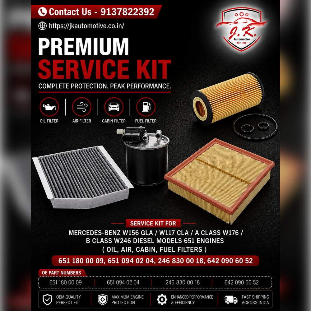 Mercedes-Benz A180 CDI W176 OM651 Diesel Service Kit Oil Air Cabin Fuel Filters A6511800109 A6510940204 A2468300018 A6420903152 (2012-2018)
